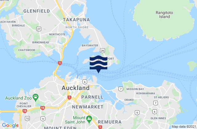 Mapa da tábua de marés em Judges Bay, New Zealand