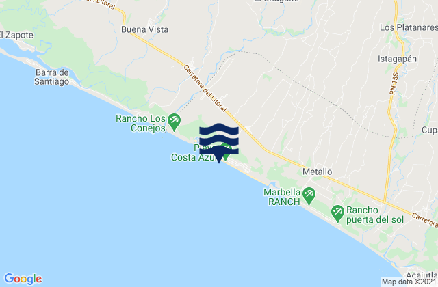 Mapa da tábua de marés em Jujutla, El Salvador