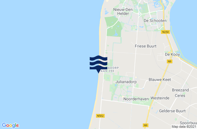 Mapa da tábua de marés em Julianadorp, Netherlands
