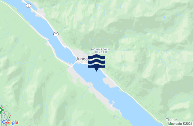 Mapa da tábua de marés em Juneau City and Borough, United States