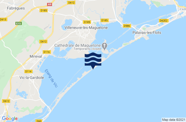 Mapa da tábua de marés em Juvignac, France