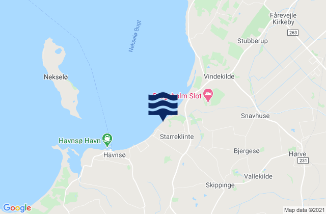 Mapa da tábua de marés em Jyderup, Denmark