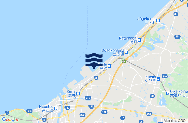 Mapa da tábua de marés em Jōetsu Shi, Japan