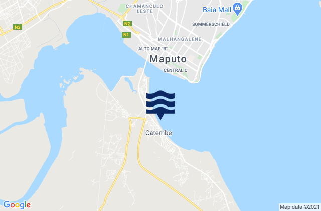 Mapa da tábua de marés em KaTembe, Mozambique