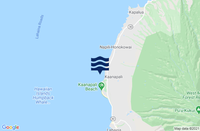 Mapa da tábua de marés em Kaanapali Landing, United States