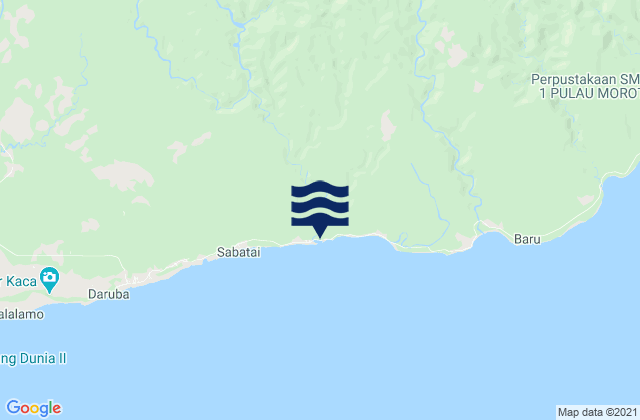 Mapa da tábua de marés em Kabupaten Pulau Morotai, Indonesia