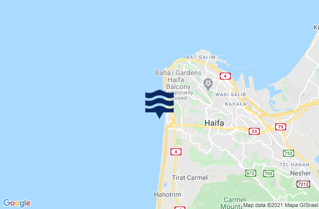Mapa da tábua de marés em Kadarim or Dado beach (Haifa), Palestinian Territory