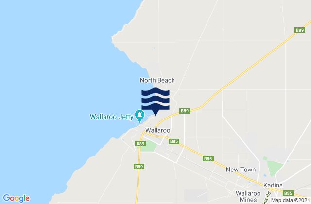 Mapa da tábua de marés em Kadina, Australia