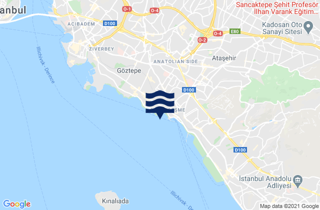 Mapa da tábua de marés em Kadıköy, Turkey