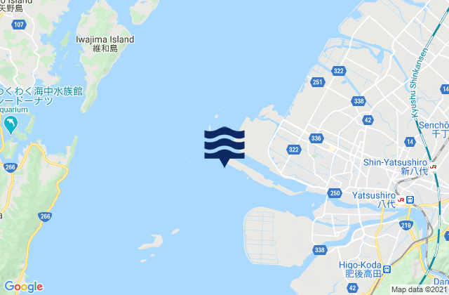 Mapa da tábua de marés em Kaga Sima, Japan