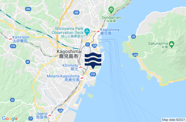 Mapa da tábua de marés em Kagoshima Shi, Japan
