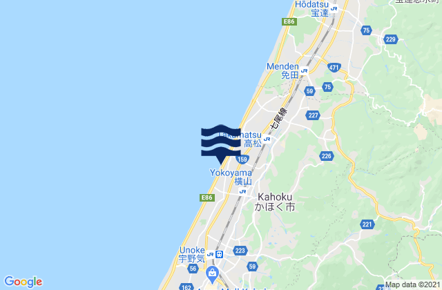 Mapa da tábua de marés em Kahoku Shi, Japan