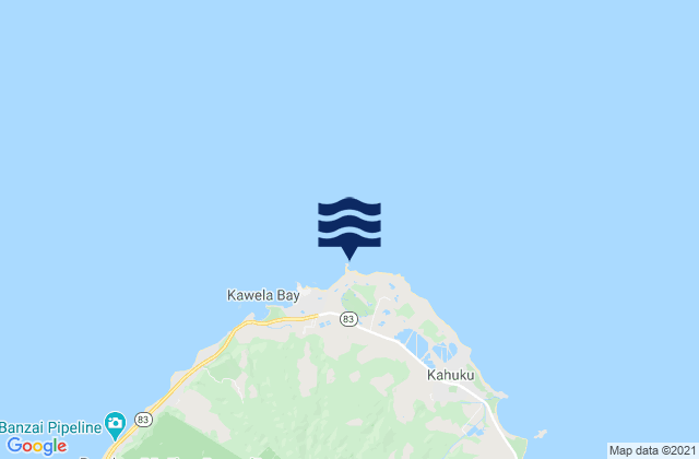 Mapa da tábua de marés em Kahuku Point, United States