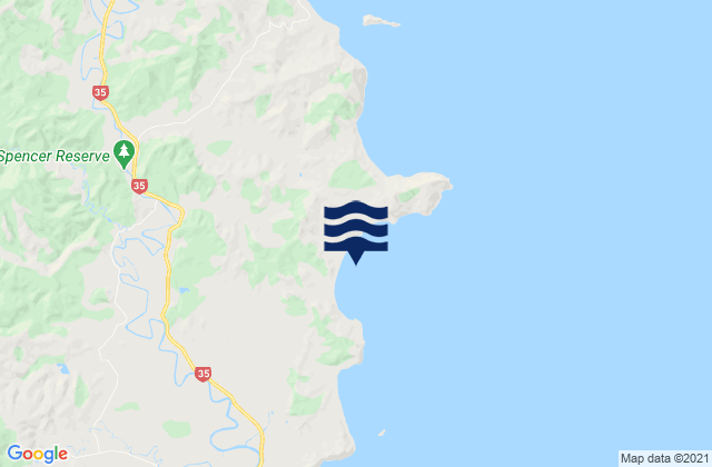 Mapa da tábua de marés em Kaiaua Bay, New Zealand