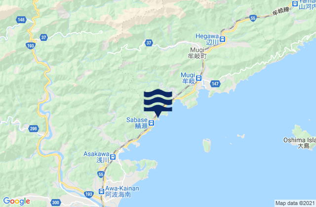 Mapa da tábua de marés em Kaifu Gun, Japan