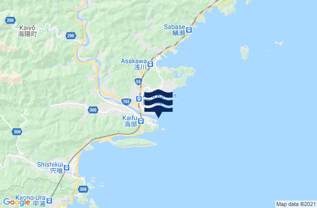 Mapa da tábua de marés em Kaifu River, Japan