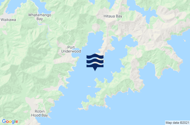 Mapa da tábua de marés em Kaikoura Bay, New Zealand