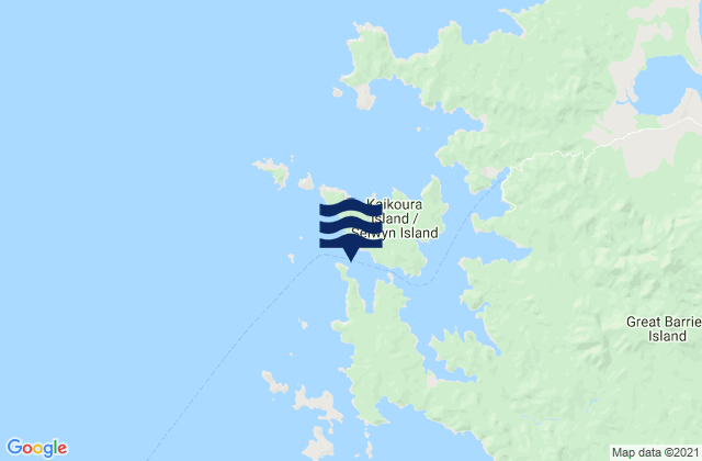 Mapa da tábua de marés em Kaikoura Island, New Zealand