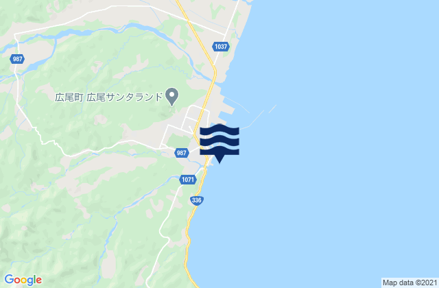Mapa da tábua de marés em Kaishodori, Japan