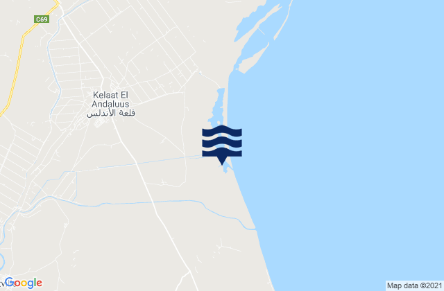 Mapa da tábua de marés em Kalaat El Andalous, Tunisia