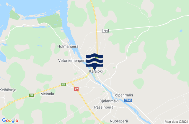 Mapa da tábua de marés em Kalajoki, Finland