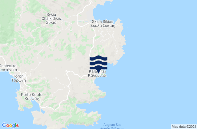Mapa da tábua de marés em Kalamitsi, Greece