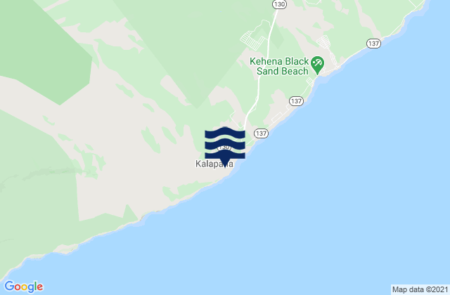 Mapa da tábua de marés em Kalapana Beach (historical), United States