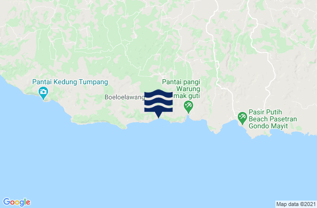 Mapa da tábua de marés em Kalimeneng, Indonesia