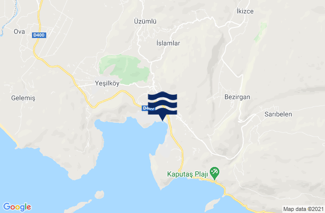 Mapa da tábua de marés em Kalkan, Turkey