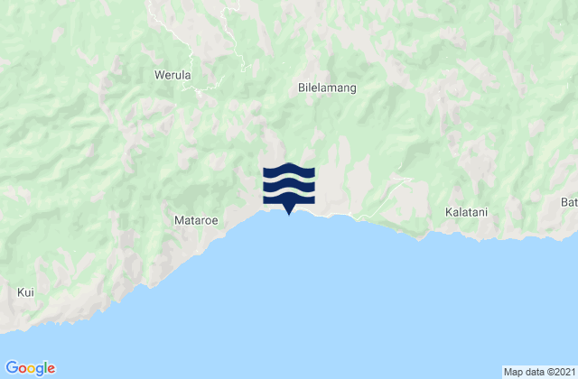 Mapa da tábua de marés em Kalunan, Indonesia