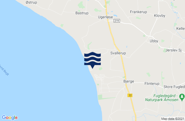 Mapa da tábua de marés em Kalundborg Kommune, Denmark