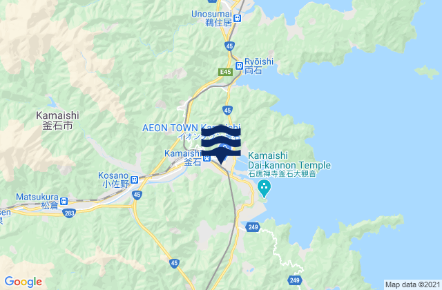 Mapa da tábua de marés em Kamaishi, Japan