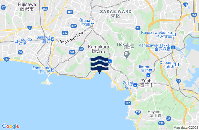 Mapa da tábua de marés em Kamakura Shi, Japan
