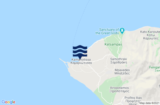 Mapa da tábua de marés em Kamariótissa, Greece