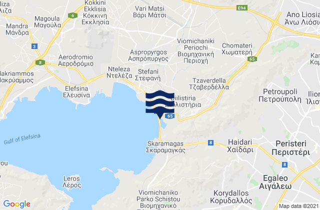 Mapa da tábua de marés em Kamaterón, Greece