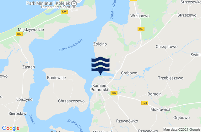 Mapa da tábua de marés em Kamień Pomorski, Poland