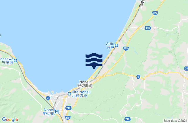 Mapa da tábua de marés em Kamikita-gun, Japan