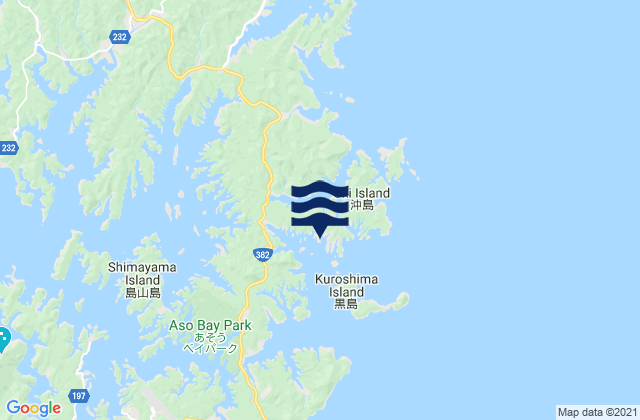 Mapa da tábua de marés em Kamoise, Japan