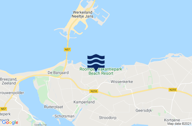Mapa da tábua de marés em Kamperland, Netherlands