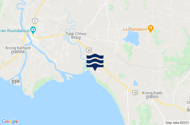 Mapa da tábua de marés em Kampot, Cambodia