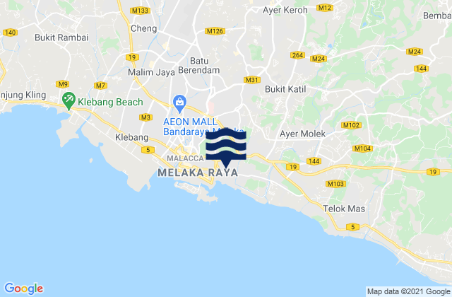 Mapa da tábua de marés em Kampung Bukit Baharu, Malaysia
