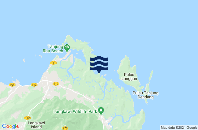 Mapa da tábua de marés em Kampung Kilim, Malaysia