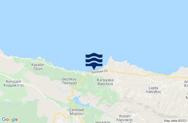 Mapa da tábua de marés em Kampylí, Cyprus
