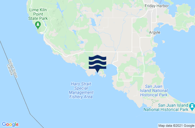 Mapa da tábua de marés em Kanaka Bay (San Juan Island), United States