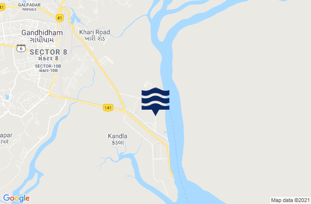 Mapa da tábua de marés em Kandla Harbour, India