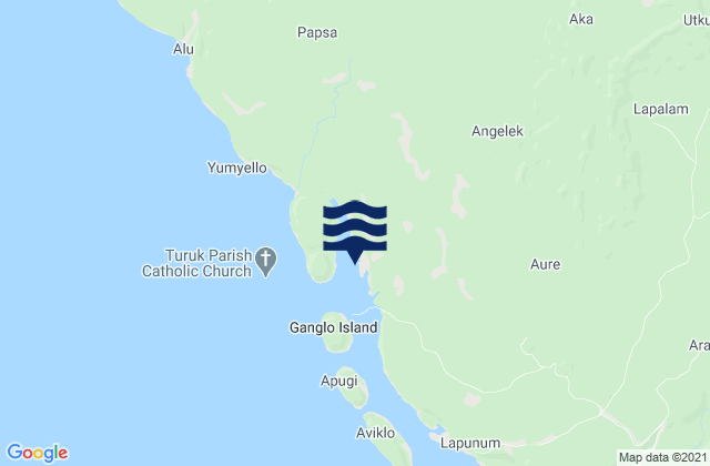 Mapa da tábua de marés em Kandrian, Papua New Guinea
