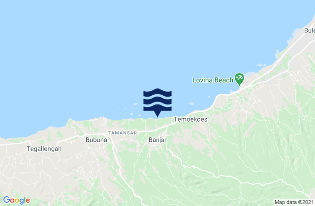 Mapa da tábua de marés em Kanginan, Indonesia