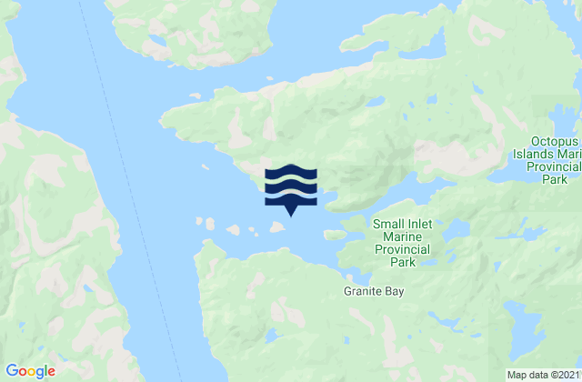 Mapa da tábua de marés em Kanish Bay, Canada