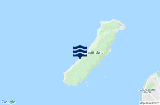 Mapa da tábua de marés em Kapiti Island, New Zealand