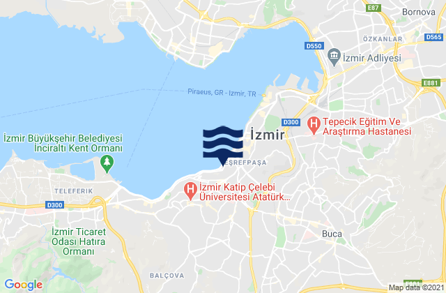 Mapa da tábua de marés em Karabağlar, Turkey